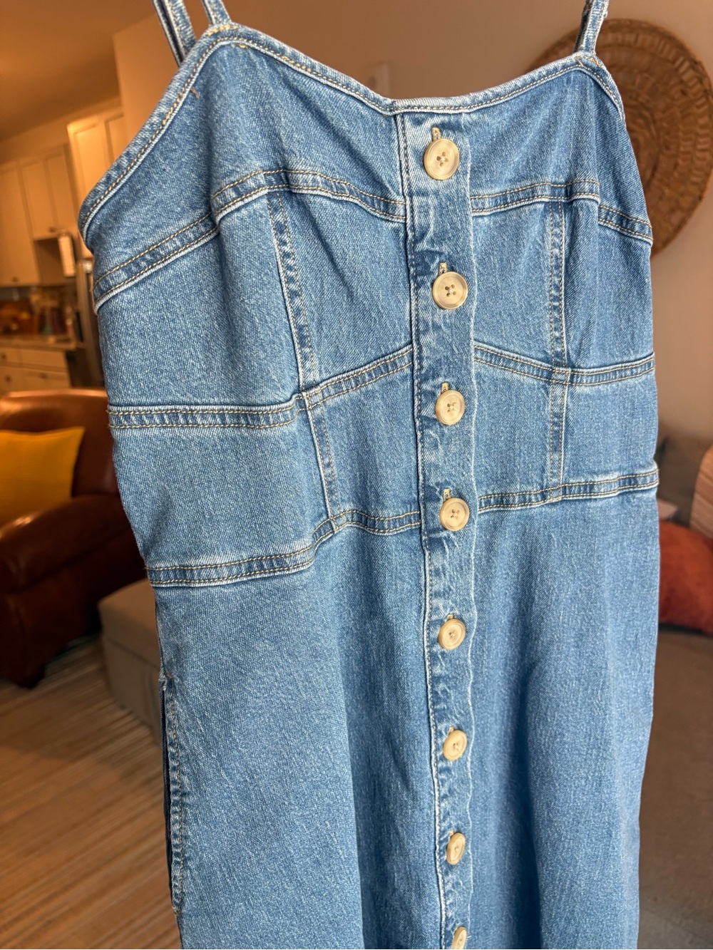 Universal Thread Denim Corset Midi A-Line Dress Button 90s Women’s size S Indigo - Picture 6 of 11